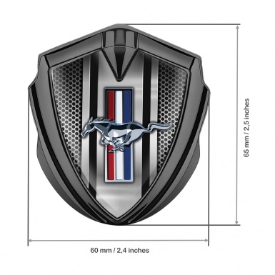 Ford Mustang 3D Car Metal Emblem Graphite Metal Stripe Grey Mesh