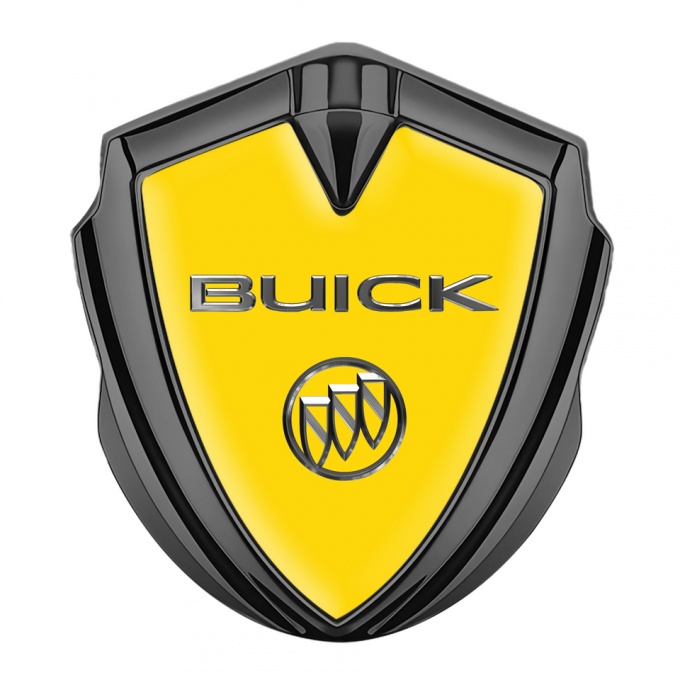 Buick 3D Car Metal Emblem Graphite Yellow Base Chromed Logo