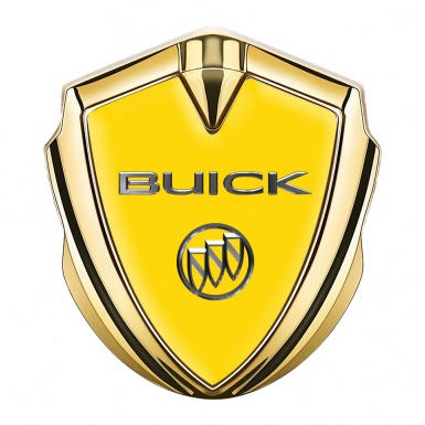 Buick 3D Car Metal Emblem Gold Yellow Base Chromed Logo