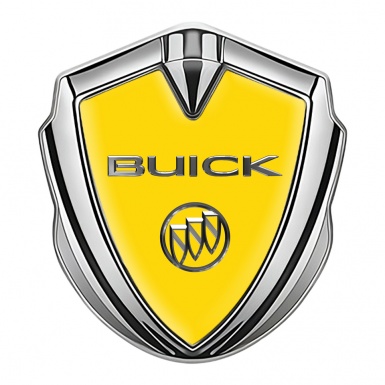 Buick 3D Car Metal Emblem Silver Yellow Base Chromed Logo