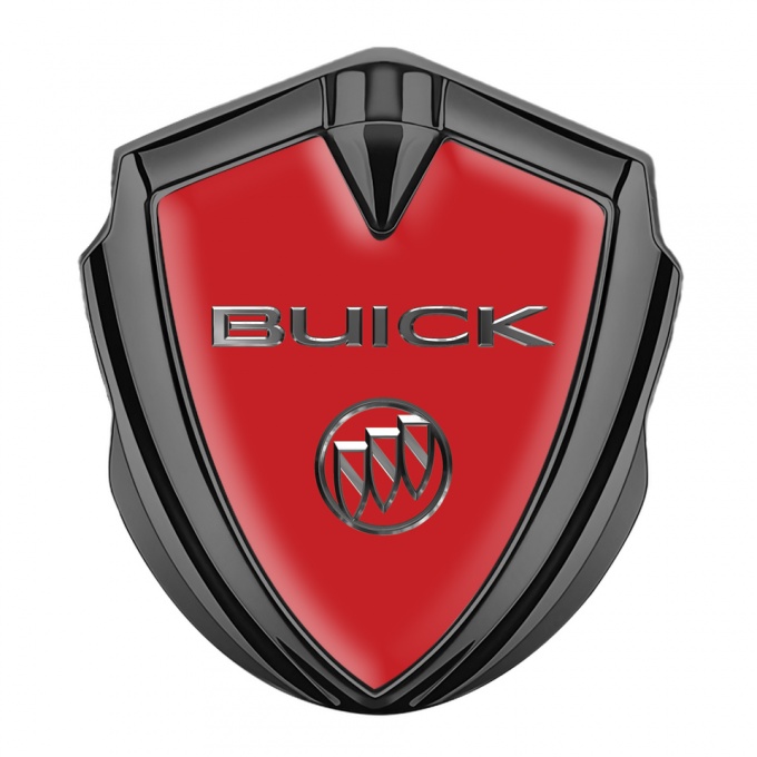 Buick Fender Emblem Badge Graphite Red Base Chromed Logo