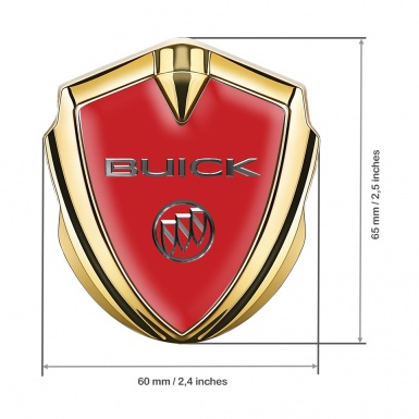 Buick Fender Emblem Badge Gold Red Base Chromed Logo