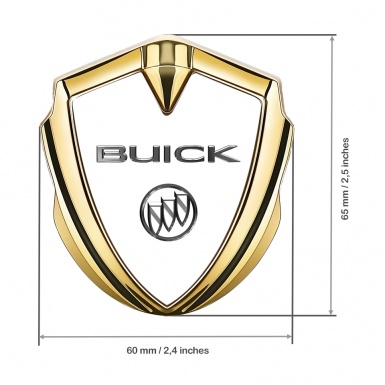 Buick Fender Metal Emblem Gold White Base Chromed Logo Design
