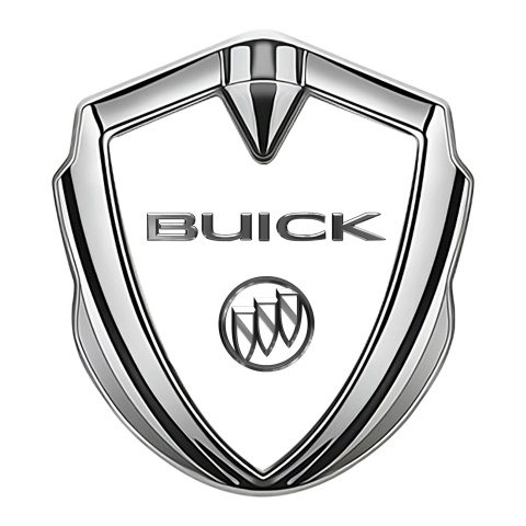Buick Fender Metal Emblem Silver White Base Chromed Logo Design