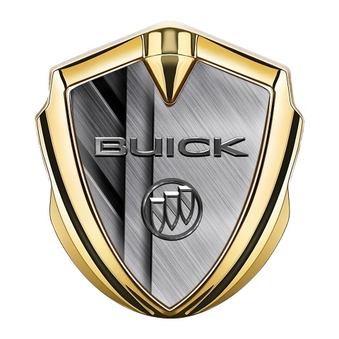 Buick Trunk Metal Emblem Gold Plates Stack Brushed Metal Effect 