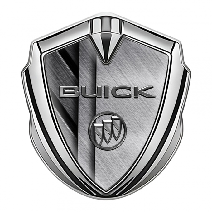 Buick Trunk Metal Emblem Silver Plates Stack Brushed Metal Effect 