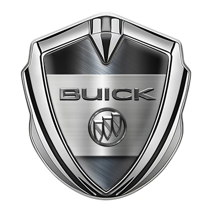 Buick 3D Car Metal Emblem Silver Brushed Metal Plate Edition