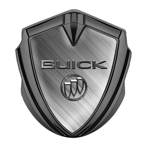 Buick Trunk Metal Badge Graphite Diagonal Lines Chrome Logo