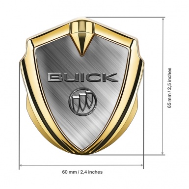 Buick Trunk Metal Badge Gold Diagonal Lines Chrome Logo