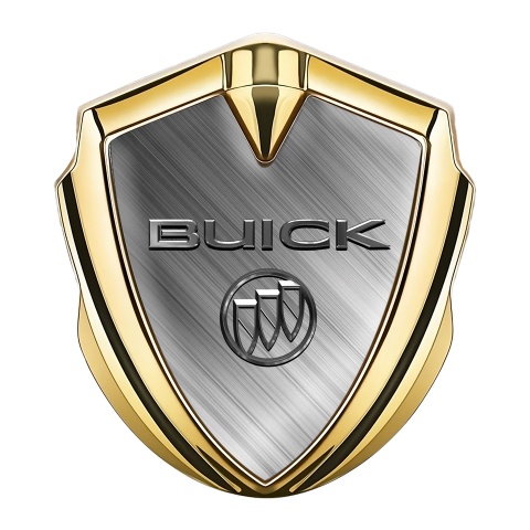 Buick Trunk Metal Badge Gold Diagonal Lines Chrome Logo