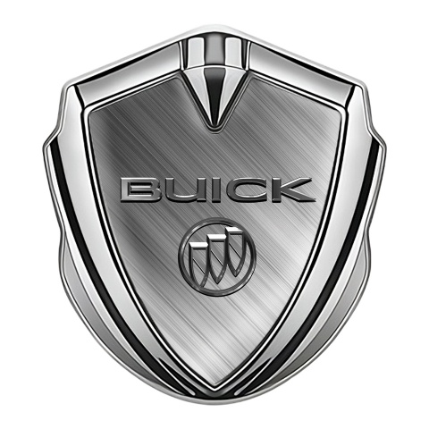 Buick Trunk Metal Badge Silver Diagonal Lines Chrome Logo