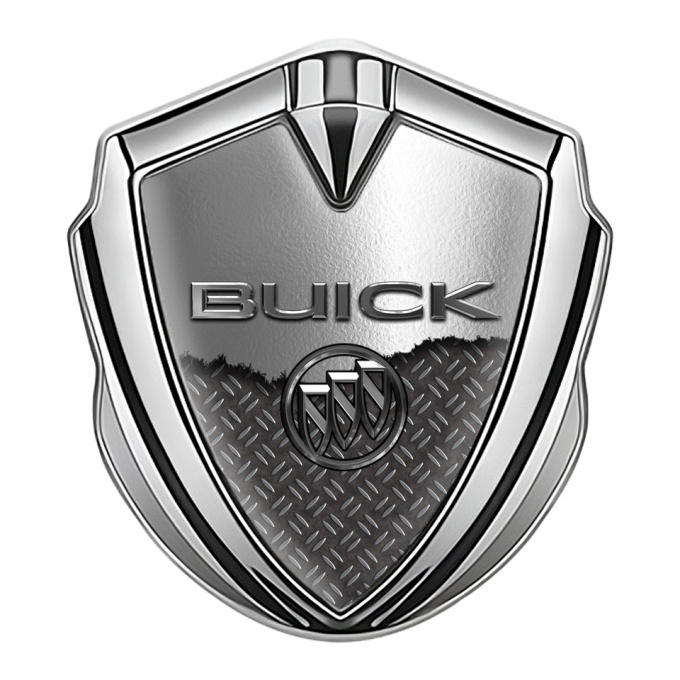 Buick Tuning Emblem Self Adhesive Silver Half Torn Metal Effect