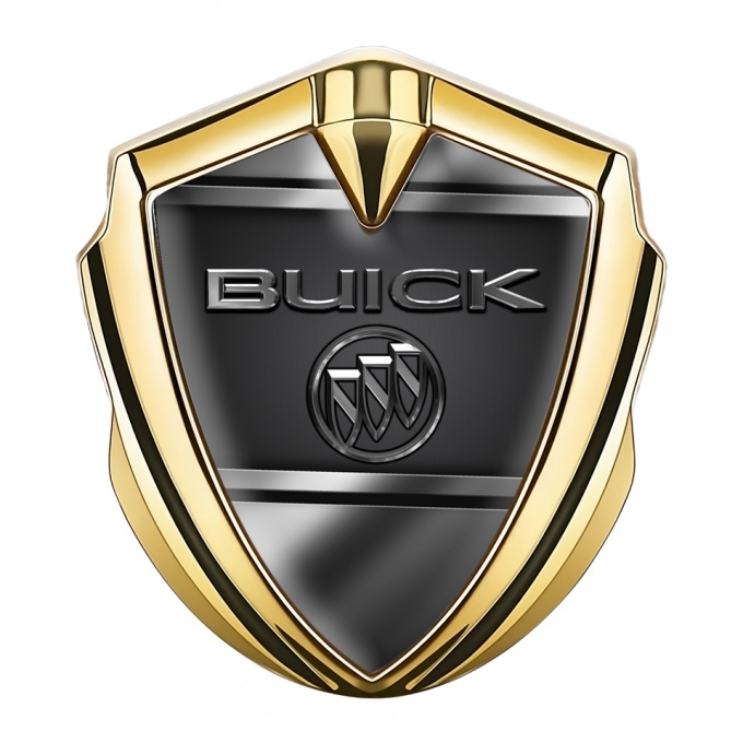 Buick Self Adhesive Bodyside Emblem Gold Grey Lines Chrome Logo