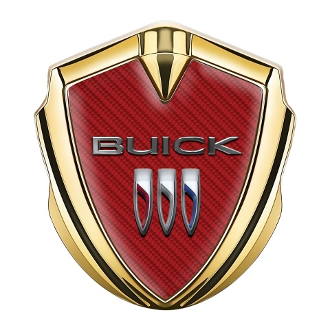 Buick 3D Car Metal Emblem Gold Red Carbon Base Clean Design