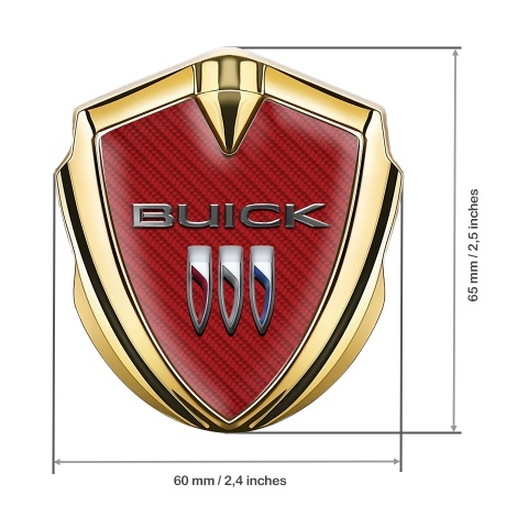 Buick 3D Car Metal Emblem Gold Red Carbon Base Clean Design
