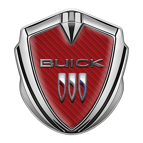 Buick 3D Car Metal Emblem Silver Red Carbon Base Clean Design