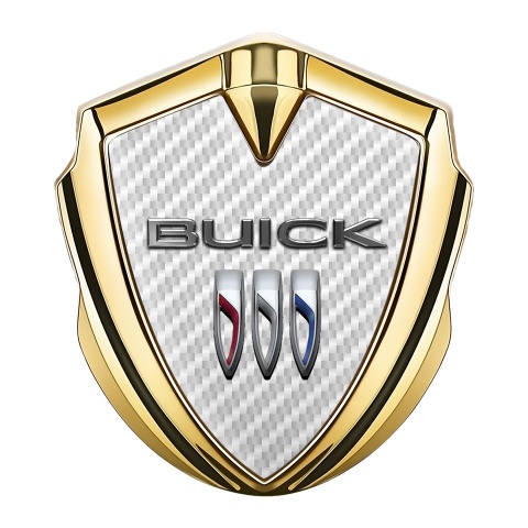 Buick Fender Emblem Badge Gold White Carbon Base Clean Design