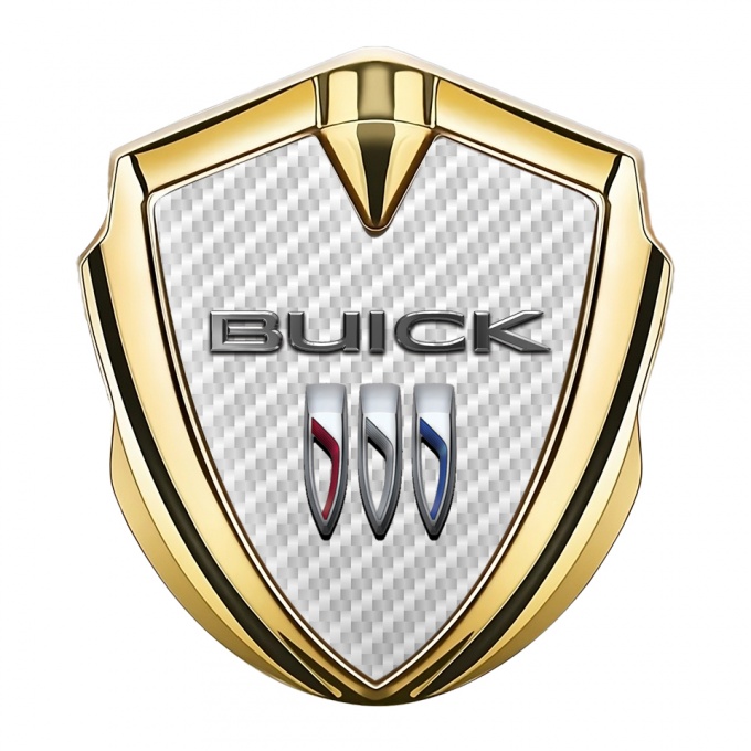 Buick Fender Emblem Badge Gold White Carbon Base Clean Design