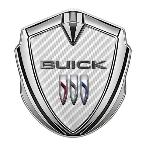 Buick Fender Emblem Badge Silver White Carbon Base Clean Design
