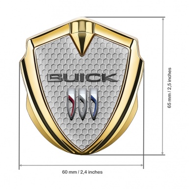 Buick Trunk Emblem Badge Gold Grey Honeycomb Classic Logo