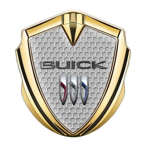 Buick Trunk Emblem Badge Gold Grey Honeycomb Classic Logo
