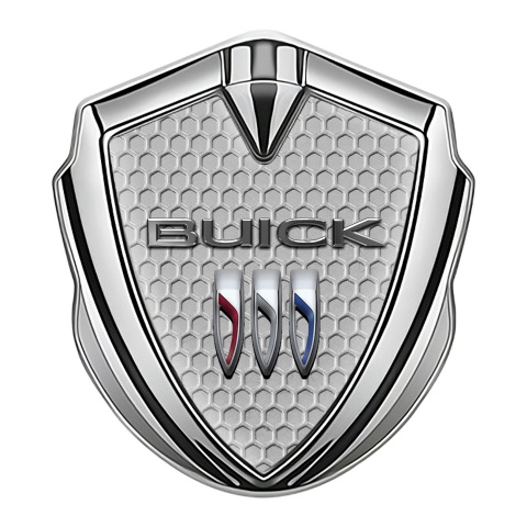 Buick Trunk Emblem Badge Silver Grey Honeycomb Classic Logo