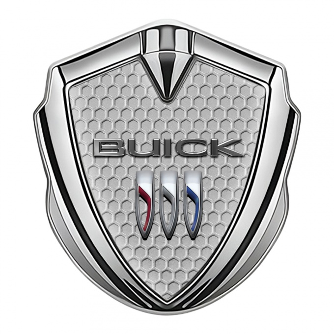 Buick Trunk Emblem Badge Silver Grey Honeycomb Classic Logo