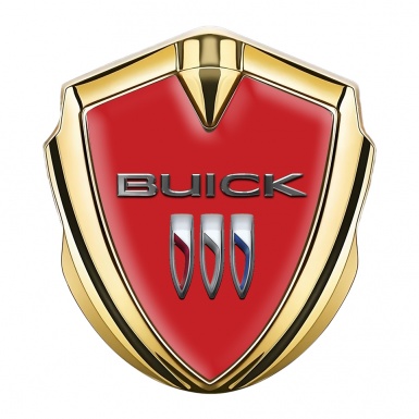 Buick Tuning Emblem Self Adhesive Gold Red Base Chrome Effect