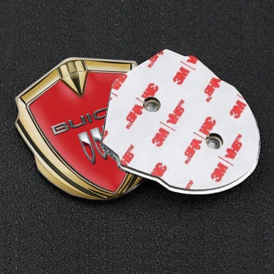 Buick Tuning Emblem Self Adhesive Gold Red Base Chrome Effect