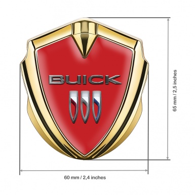 Buick Tuning Emblem Self Adhesive Gold Red Base Chrome Effect