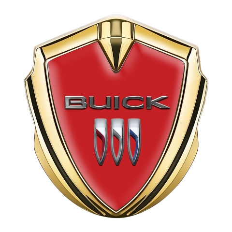 Buick Tuning Emblem Self Adhesive Gold Red Base Chrome Effect