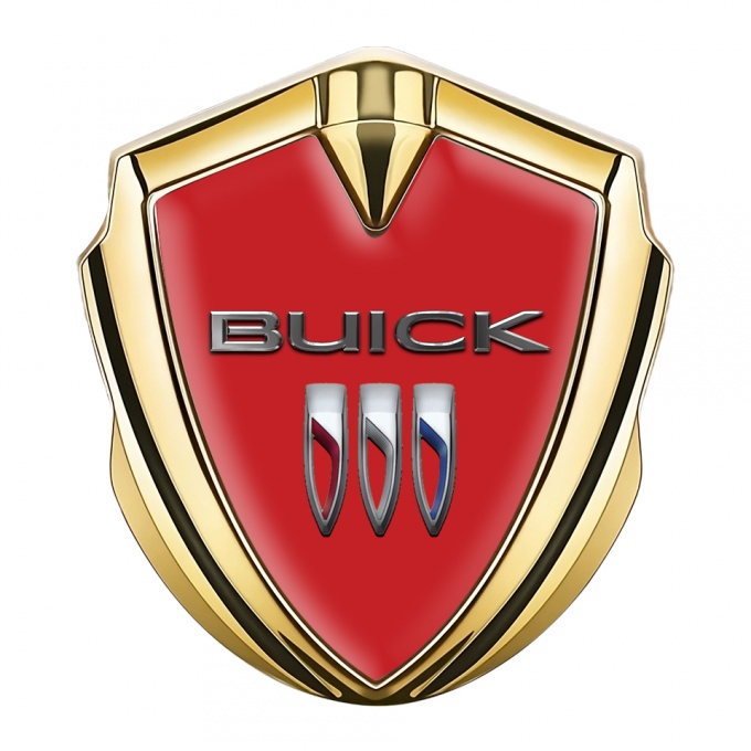 Buick Tuning Emblem Self Adhesive Gold Red Base Chrome Effect