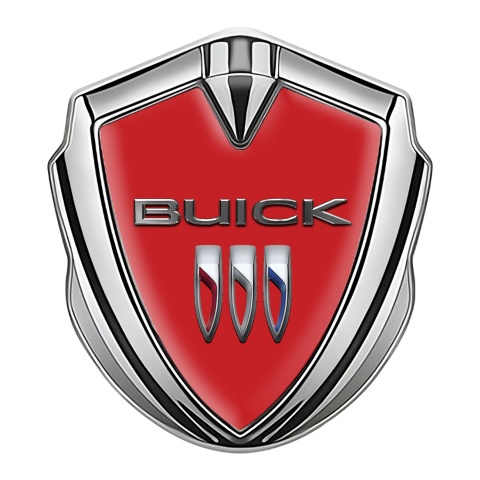 Buick Tuning Emblem Self Adhesive Silver Red Base Chrome Effect