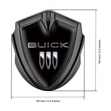 Buick 3D Car Metal Emblem Graphite Black Base Chrome Effect