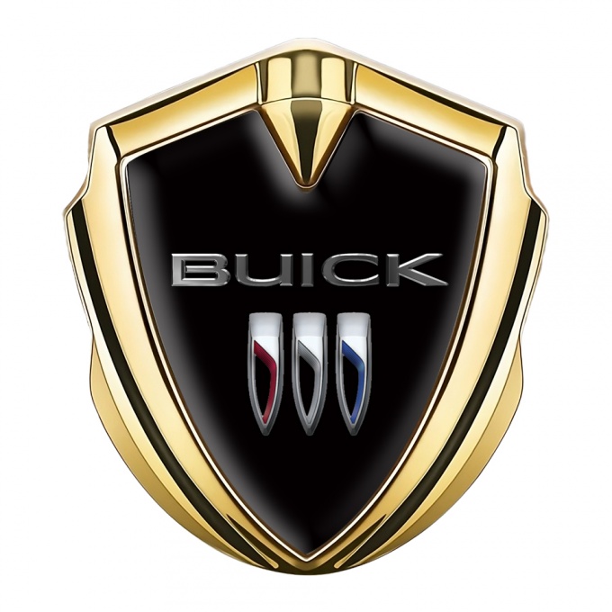 Buick 3D Car Metal Emblem Gold Black Base Chrome Effect