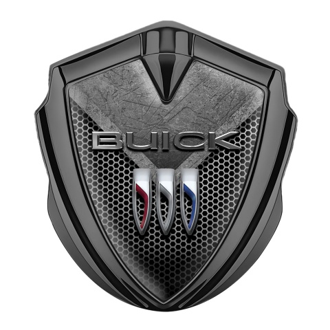 Buick Fender Emblem Badge Graphite Grey Mesh Stone Plate Effect