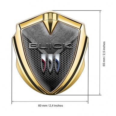 Buick Fender Emblem Badge Gold Grey Mesh Stone Plate Effect