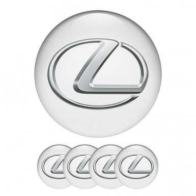 Lexus Center Hub Dome Stickers White Color With Gray logo 