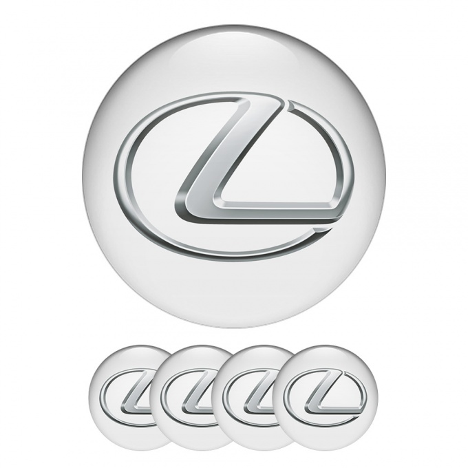 Lexus Center Hub Dome Stickers White Color With Gray logo 