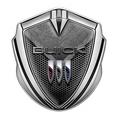 Buick Fender Emblem Badge Silver Grey Mesh Stone Plate Effect