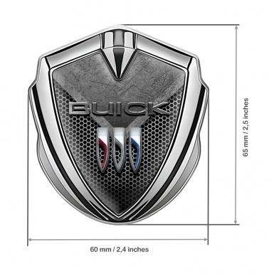 Buick Fender Emblem Badge Silver Grey Mesh Stone Plate Effect