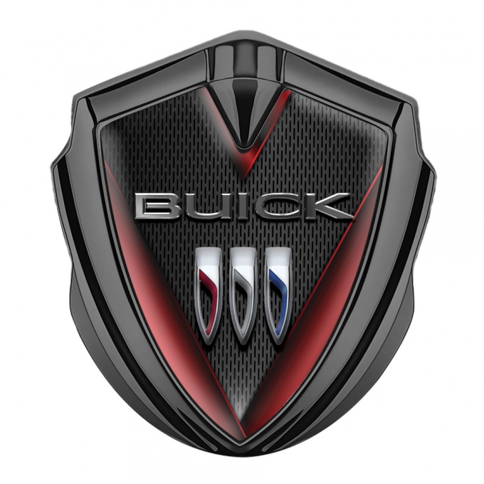 Buick Trunk Metal Badge Graphite Dark Grid V Lines Chrome Logo