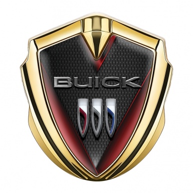 Buick Trunk Metal Badge Gold Dark Grid V Lines Chrome Logo