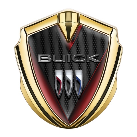 Buick Trunk Metal Badge Gold Dark Grid V Lines Chrome Logo