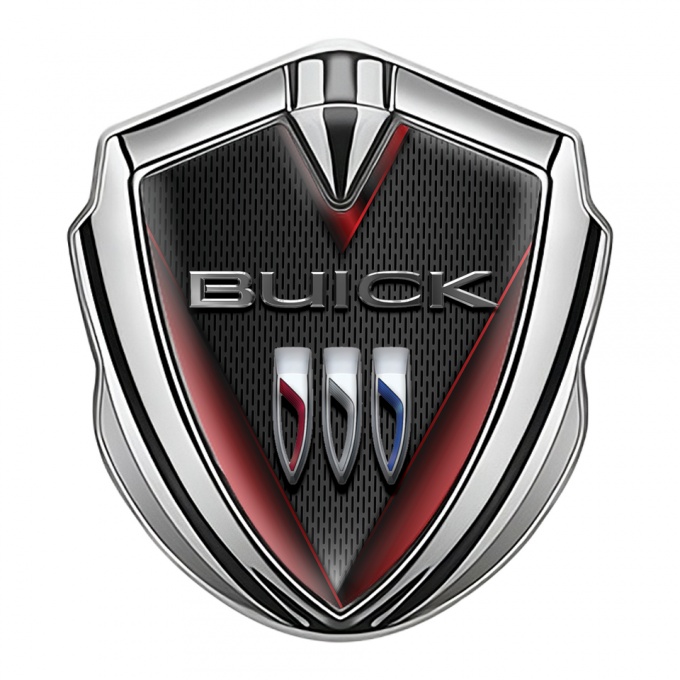 Buick Trunk Metal Badge Silver Dark Grid V Lines Chrome Logo