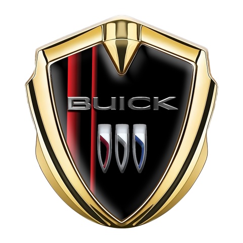 Buick Fender Metal Emblem Gold Red Lanes Clean Shield Logo