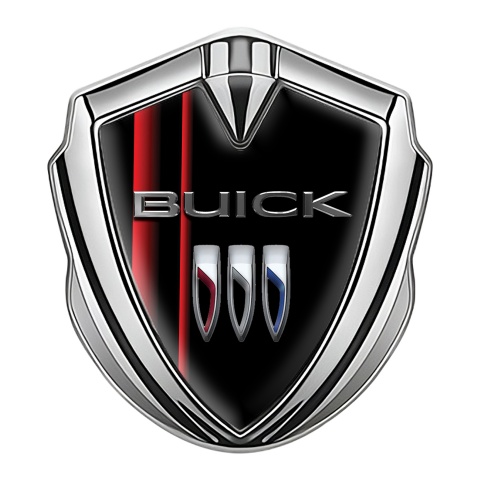 Buick Fender Metal Emblem Silver Red Lanes Clean Shield Logo