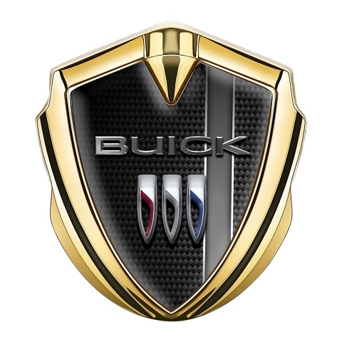 Buick Trunk Metal Emblem Badge Gold Carbon Base Sport Stripe