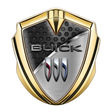 Buick Bodyside Emblem Gold Hexagon Base Stylish Chrome Accent