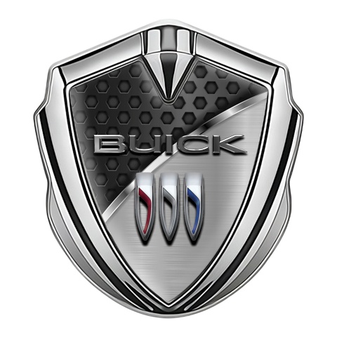 Buick Bodyside Emblem Silver Hexagon Base Stylish Chrome Accent